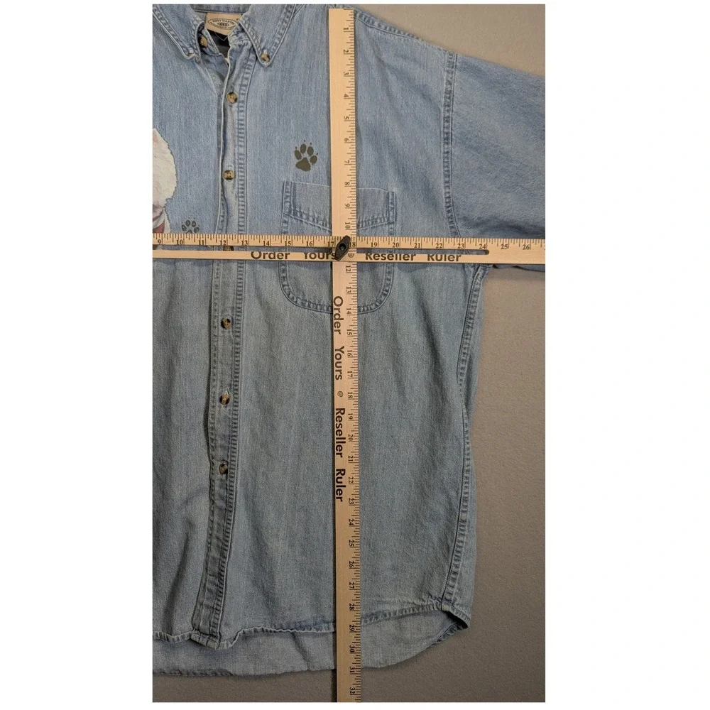 Most Wanted Mens XL Westie Dog American Flag Bandana Denim Short Sleeve Shirt - Picture 6 of 8